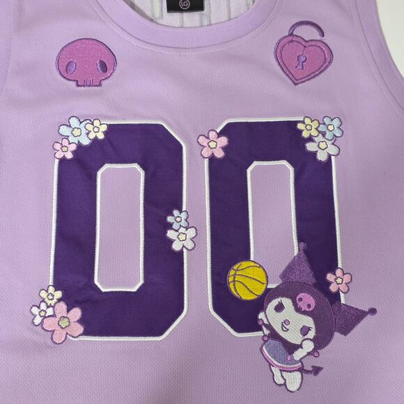 Sanrio Kuromi Embroidered Women's Cropped Basketball Jersey Size L - Picture 4 of 7